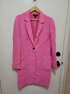 Halogen Pink Single-Button Long Blazer